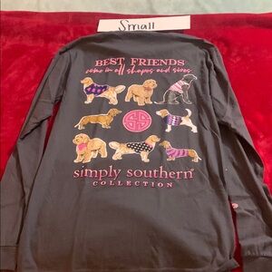 2/$25 Simply Southern Charcoal Long Sleeve with Dog Graphics